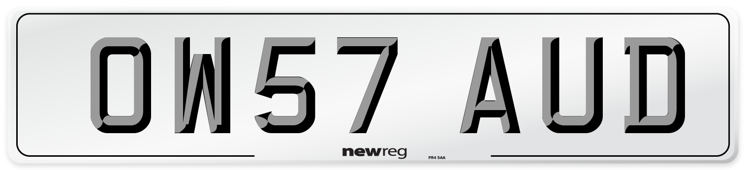 OW57 AUD Number Plate from New Reg